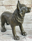 German Shepherd Puppy Dog Bronze Figurine Figure Sculpture Collectible 6" x 9"