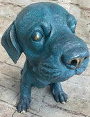 Bobble Head Style Labrador Retriever Puppy Dog Bronze Metal Figure Statue Art