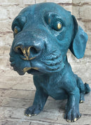 Bobble Head Style Labrador Retriever Puppy Dog Bronze Metal Figure Statue Art