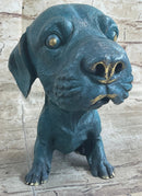 Bobble Head Style Labrador Retriever Puppy Dog Bronze Metal Figure Statue Art