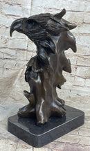 Signed Original Milo American Eagle On A Tree Branch Marble Bronze Sculpture Art