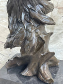Signed Original Milo American Eagle On A Tree Branch Marble Bronze Sculpture Art