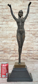 Dourga by Dimitri Chiparus - Art Deco Bronze Dancer Female Figure on Marble Base