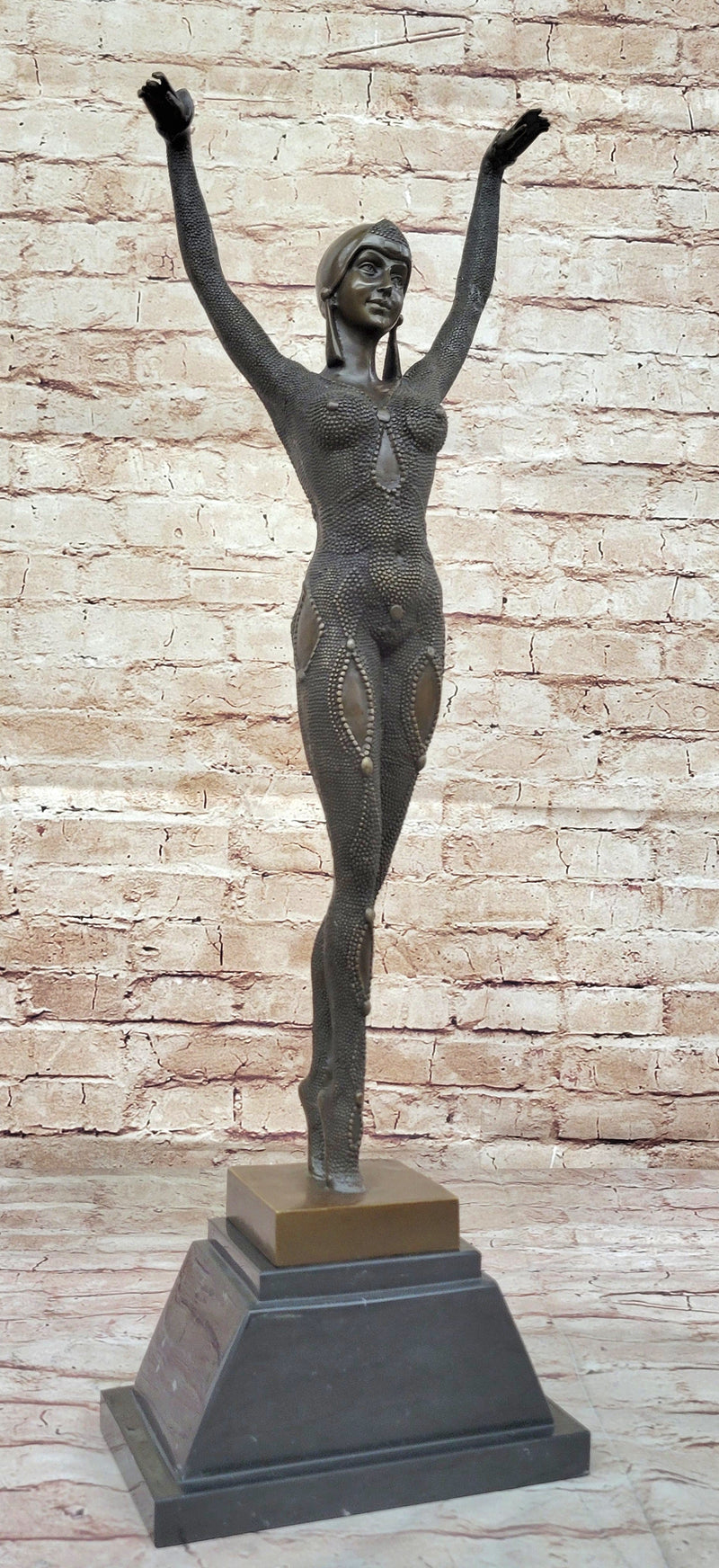 Dourga by Dimitri Chiparus - Art Deco Bronze Dancer Female Figure on M