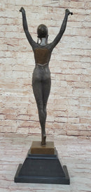 Dourga by Dimitri Chiparus - Art Deco Bronze Dancer Female Figure on Marble Base