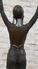 Dourga by Dimitri Chiparus - Art Deco Bronze Dancer Female Figure on Marble Base