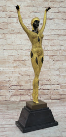 Dourga by Dimitri Chiparus - Art Deco Bronze Dancer Female Figure Gold Patina on Marble Base