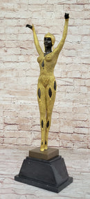 Dourga by Dimitri Chiparus - Art Deco Bronze Dancer Female Figure Gold Patina on Marble Base