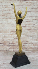 Dourga by Dimitri Chiparus - Art Deco Bronze Dancer Female Figure Gold Patina on Marble Base