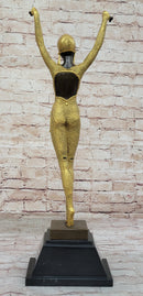 Dourga by Dimitri Chiparus - Art Deco Bronze Dancer Female Figure Gold Patina on Marble Base