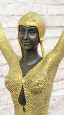 Dourga by Dimitri Chiparus - Art Deco Bronze Dancer Female Figure Gold Patina on Marble Base