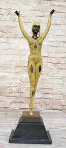 Dourga by Dimitri Chiparus - Art Deco Bronze Dancer Female Figure Gold Patina on Marble Base