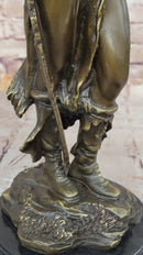 Female Native American Indian Warrior in Feathered Headdress Bronze Statue Sculpture Figure