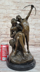 Nude Native American Male Archer Figures w/ Bow - Bronze Sculpture Art by Milo