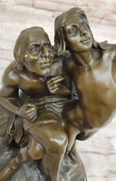 Nude Native American Male Archer Figures w/ Bow - Bronze Sculpture Art by Milo