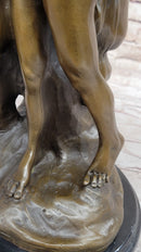 Nude Native American Male Archer Figures w/ Bow - Bronze Sculpture Art by Milo