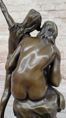 Nude Native American Male Archer Figures w/ Bow - Bronze Sculpture Art by Milo