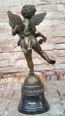 Cherub Angel Putto with a Dolphin Andrea del Verrocchio Bronze Sculpture Figure