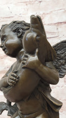 Cherub Angel Putto with a Dolphin Andrea del Verrocchio Bronze Sculpture Figure