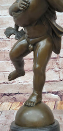 Cherub Angel Putto with a Dolphin Andrea del Verrocchio Bronze Sculpture Figure