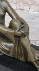 Art Deco Flapper Girl Woman with Dog Chiparus Bronze Statue Sculpture 13" x 24"