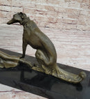 Art Deco Flapper Girl Woman with Dog Chiparus Bronze Statue Sculpture 13" x 24"