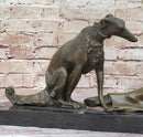 Art Deco Flapper Girl Woman with Dog Chiparus Bronze Statue Sculpture 13" x 24"
