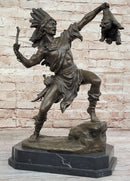 Bronze Sculpture of Native American Indian Shaman Medicine Man w/ Bear Cub