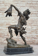 Bronze Sculpture of Native American Indian Shaman Medicine Man w/ Bear Cub