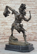 Bronze Sculpture of Native American Indian Shaman Medicine Man w/ Bear Cub