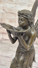 Winged Fairy Angel Fantasy Nymph Girl Bronze Sculpture Statue Original Art by Milo