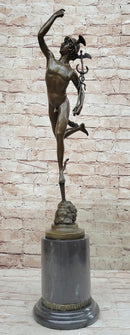 Flying Mercury Hermes w/ Caduceus Bronze Statue Sculpture Figure by Giambologna 21" x 13"