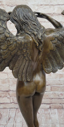 Descending Night Bronze Statue Sculpture by A. Weinman Nude Angel Figure 24" x 18"