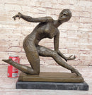 Dimitri Chiparus Graceful Art Deco Dancer Girl Bronze Sculpture on Marble Base