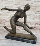 Dimitri Chiparus Graceful Art Deco Dancer Girl Bronze Sculpture on Marble Base