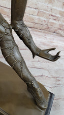 Dimitri Chiparus Graceful Art Deco Dancer Girl Bronze Sculpture on Marble Base