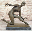 Dimitri Chiparus Graceful Art Deco Dancer Girl Bronze Sculpture on Marble Base