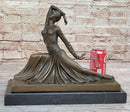 Art Deco Dancer Girl w/ Long Skirt in Graceful Pose - Bronze Sculpture by Chiparus