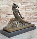Art Deco Dancer Girl w/ Long Skirt in Graceful Pose - Bronze Sculpture by Chiparus