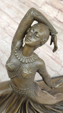 Art Deco Dancer Girl w/ Long Skirt in Graceful Pose - Bronze Sculpture by Chiparus