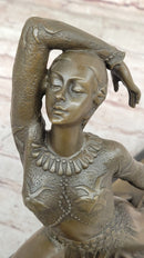 Art Deco Dancer Girl w/ Long Skirt in Graceful Pose - Bronze Sculpture by Chiparus