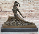 Art Deco Dancer Girl w/ Long Skirt in Graceful Pose - Bronze Sculpture by Chiparus