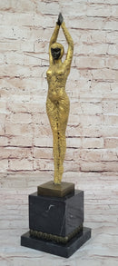 Art Deco Bronze Chiparus Starfish Dancer Etoile La Mer Statue Sculpture Figure Gold 19" x 5"