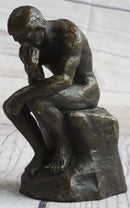 Miniature Replica Auguste Rodin Thinker Thinking Man Bronze Sculpture Statue Figure