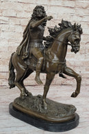 French King Louis XIV of France on Horseback - Bronze Sculpture on Marble Base