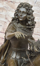 French King Louis XIV of France on Horseback - Bronze Sculpture on Marble Base