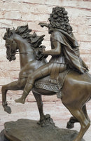 French King Louis XIV of France on Horseback - Bronze Sculpture on Marble Base