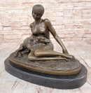 French Art Deco Bronze by Armand Godard Nude Lady With Borzoi Dog Sculpture