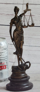 Bronze Blind Lady of Justice Scales Law Lawyer Attorney Office Statue Figurine