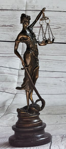 Bronze Blind Lady of Justice Scales Law Lawyer Attorney Office Statue Figurine